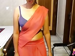 Indian amateur in saree showing her shaved virgin pussy